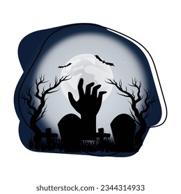 Zombie hand coming out of grave flat icon 