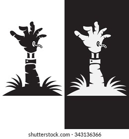 Zombie hand coming out from grave vector illustration