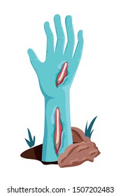 zombie hand coming out of the ground