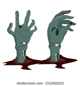 zombie hand coming out of the ground vector illustration design