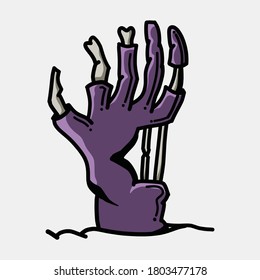 Zombie Hand doodle Farbe Vektorsymbol. Zeichnen Skizze Illustration handgezeichnet Linie.