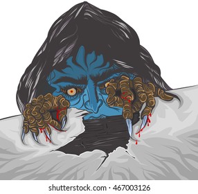 Zombie hand drawing vector cartoon scene background