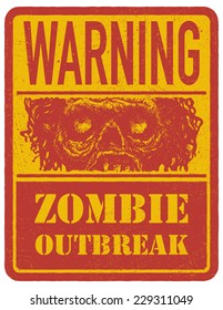 Zombie. Hand drawn. Warning sign. Vector illustration.