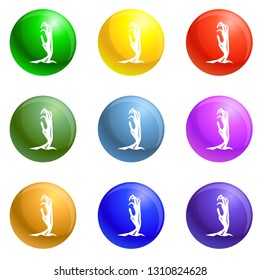 Zombie hand from ground icons vector 9 color set isolated on white background for any web design 