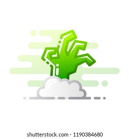 Zombie hand from ground vector illustration in line color design