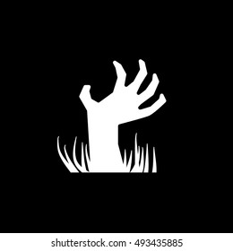 Zombie Hand Halloween Concept Flat Icon On Black Background