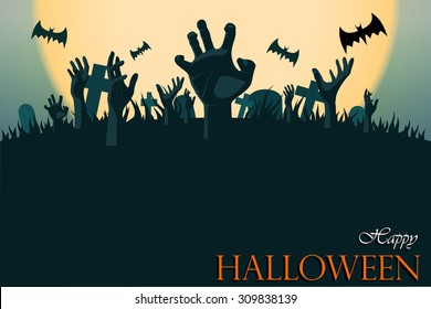 zombie hand Halloween greeting card