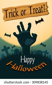 zombie hand Halloween greeting card