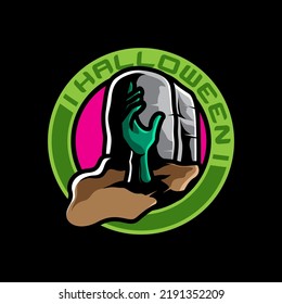 ZOMBIE HAND HALLOWEEN POSTER BADGE
