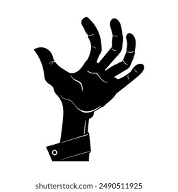 Zombie hand Halloween theme concept on white.