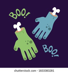 Zombie hand Halloween vector illustration 