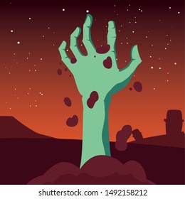 zombie hand happy halloween celebration design