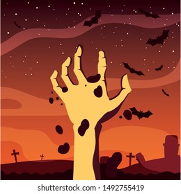 zombie hand happy halloween celebration design
