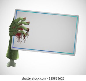 Zombie Hand Holding Blank Banner