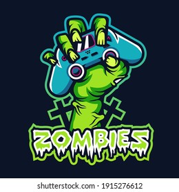 Zombie Hand Holding Joystick Gaming Mascot Esport Logo