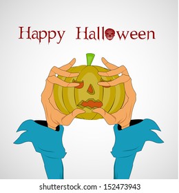 Zombie hand holding pumpkins, can be use as flyer, banner or poster for Night parties. 