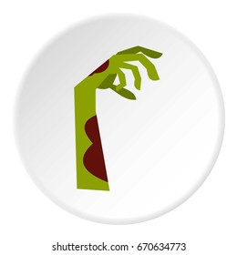 Zombie hand icon in flat circle isolated vector illustration for web