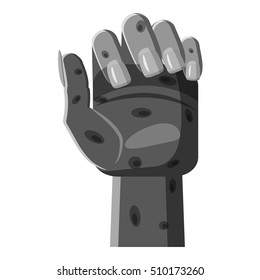 Zombie hand icon. Gray monochrome illustration of zombie hand vector icon for web