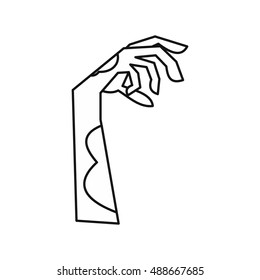 Zombie hand icon in outline style isolated on white background. Dead symbol vector illustration
