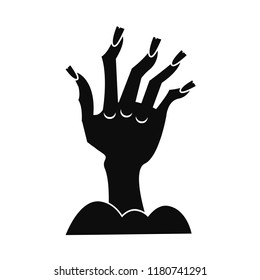 Zombie hand icon. Simple illustration of zombie hand vector icon for web design isolated on white background