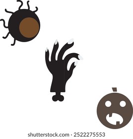 Vector de iconos de mano zombi con insectos espeluznantes y diseño de monstruos