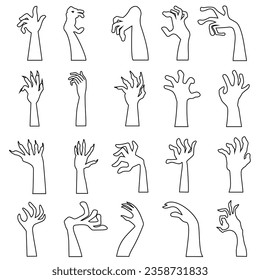 Zombie hand icon vector set. Hand illustration sign collection. Halloween symbol.
