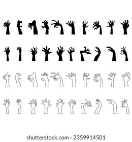 Zombie hand icon vector set. Hand illustration sign collection. Halloween symbol.