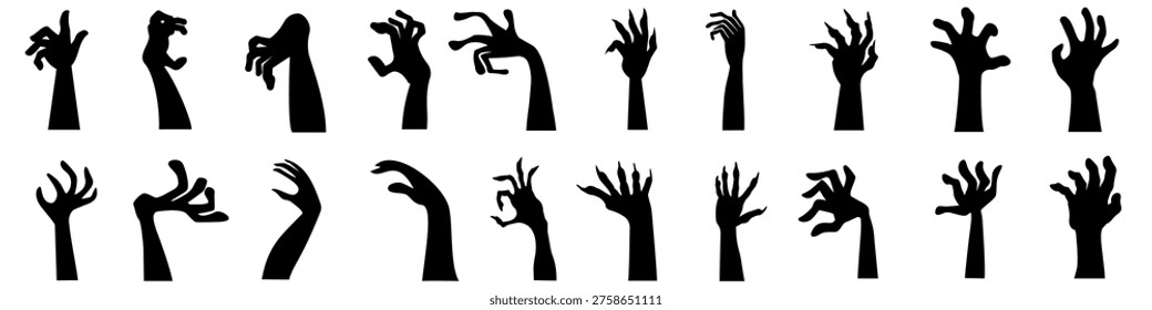 Zombie hand icon vector set. Hand illustration sign collection. Halloween symbol.