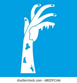 Zombie hand icon white isolated on blue background vector illustration