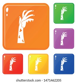 Zombie hand icons set collection vector 6 color isolated on white background