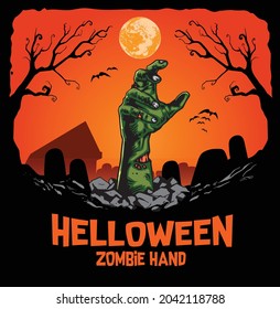 zombie hand illustration coming out of grave