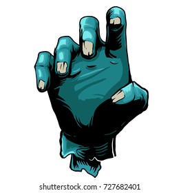 Zombie Hand Illustration sticker art print to celebrate halloween