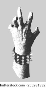 Zombie Hand Illustration with Studed and Spike Bracelet