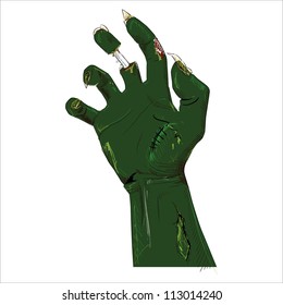 Zombie hand isolated on white. Hand drawing sketch vector illustration