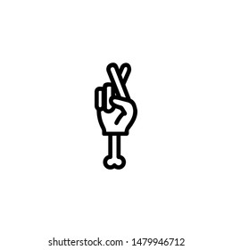 Zombie hand line icon. Crossed fingers, gesture, bone. Halloween concept. Can be used for topics like monster, creature, horror movie