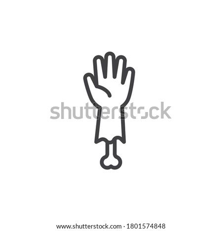 Zombie hand line icon. linear style sign for mobile concept and web design. Severed hand outline vector icon. Symbol, logo illustration. Vector graphics