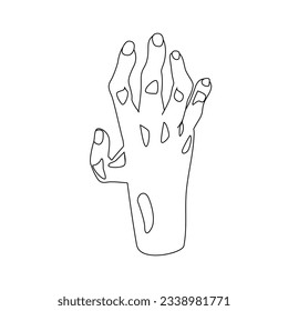 zombie hand, line style, vector graphics, halloween