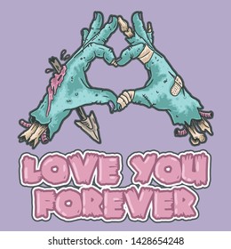 zombie hand love you illustration vector