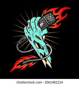 Zombie hand with microphone design illustration