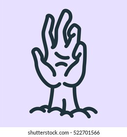 Zombie Hand Minimalistic Flat Line Outline Stroke Icon Pictogram Symbol