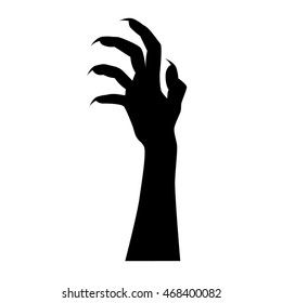 Zombie hand with nails. Vector terrible hand from the land for Halloween illustration.