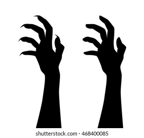 Zombie hand with nails. Vector terrible hand from the land for Halloween illustration.