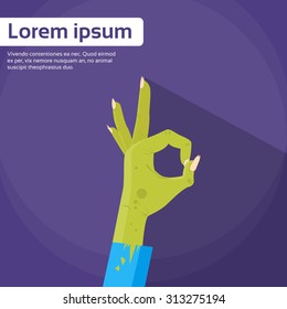 Zombie Hand Ok Finger Gesture Flat Vector Illustration