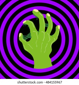 Zombie hand on circle background