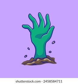 Zombie Hand On Graveyard Cartoon Vector Icons Illustration. Flat Cartoon Concept. Suitable for any creative project.