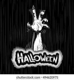 Zombie hand on Halloween; Vector background Eps8