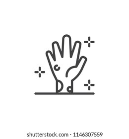 Zombie hand outline icon. linear style sign for mobile concept and web design. Halloween simple line vector icon. Symbol, logo illustration. Pixel perfect vector graphics