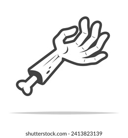 Icono de contorno de mano zombi vector transparente aislado