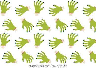 Zombie hand pattern. Design for Halloween. Flat style vector illustration.