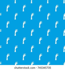 Zombie hand pattern repeat seamless in blue color for any design. Vector geometric illustration